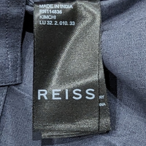 Mens REISS "Kimchi" Linen Blend LS Button Up Shirt Blue - Picture 3 of 4